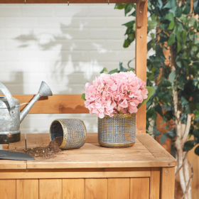 Contemporary Metallic Cement Flower Pot Set of 2 - Stylish Home Decor