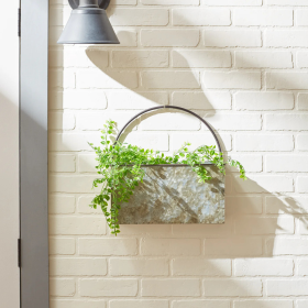 Wall Planter, Large Rectangle Galvanized Wall Planter - Rustic Plant Holder