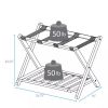 Solid Wood Luggage Rack with Bottom Storage Shelf in Natural with Black Straps