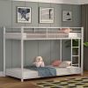 Twin over Twin Low Profile Modern Bunk Bed Frame in White Metal Finish