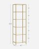 Narrow Glass Shelf Bookcase Bedroom Living Office Bath Storage Unit in Gold