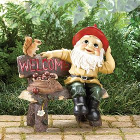 Charming Garden Gnome, Welcome Statue for Outdoor Decor