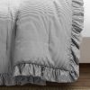 Full/Queen Grey White Stripe Ruffle Reversible 3 Piece Comforter Set