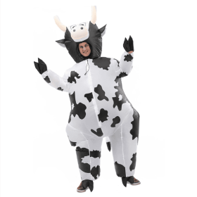 Inflatable Costume Cow Game  Funny Blow Up Suit Halloween Cosplay Party--Only Supports Self-pickup. (Option: Cow)