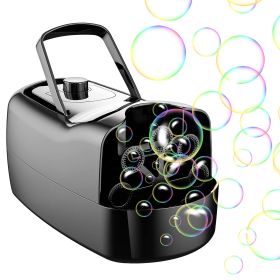 1Pc Bubble Maker Automatic Bubble Blower Portable Bubble Blowing Machine With 2 Speeds Handle 3000-4000 Bubbles Per Minute Plug-In Battery Powere (Color: Black)