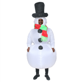 Christmas Snowman Inflatable Costume Blow Up Snowman Costume Fancy Snowman Dress  Jumpsuit Halloween Cosplay Outfit Gift-Only Supports Self-picku (Option: Snowman)