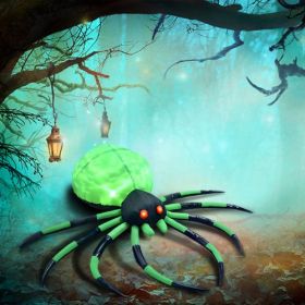 HOMCOM 6 Halloween Inflatable Outdoor Decoration Spider, Blow Up LED Yard Decor For Garden, Lawn, Party, Holiday, Waterproof (Color: Green)