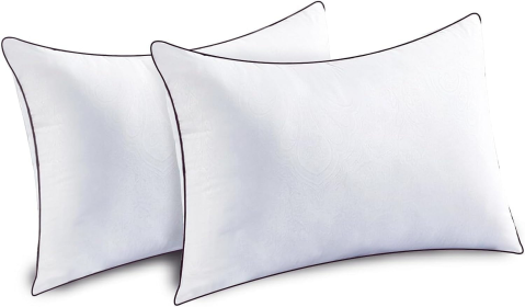 Pillows, 2 Pieces Bed Pillows Grey-QUEEN (Color: White)