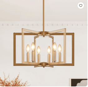 27Modern Golden Geometric 8Light Chandelier Industrial Metal Pendant Light Fixture For Living Room, Dining Room, Or Kitchen Bulb Not Included (Option: Gold-GoldIron)