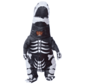 Skeleton Ribs Dinosaur Inflatable Costume For Kid Blow Up Fancy Dress Costume For Child Halloween Cosplay Party Christmas-Only Supports Self-pick (Color: Black)