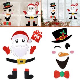 2 Packs Christmas Door Stickers Santa Claus Snowman Cartoon Felt Wall Stickers Xmas Home Refrigerator Garage Door Wall Window Decoration For Chri (Option: W13617748)