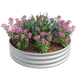 Garden Bed, Round Metal, Raised Beds For Vegetables or Flowers,47.24x11.4" Tall, Outdoor Garden Planter Box, Patio Planter Raised Beds For Flowers (Color: Silver)