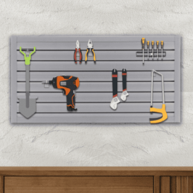 Storage, PVC Slat Wall Panels , 4ft X 2ft Garage & Home Storage System , Heavy Duty Interlocking Design , Graphite Finish , 8 Sqft Coverage (comforter sets: Gray)