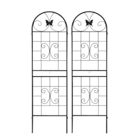 Trellis, Metal Garden Trellis Panels, 2 Pack Metal Trellis For Climbing Plants, Indoor Outdoor Plant Trellis (Color: Black)