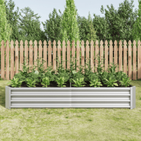 Planter, Raised Garden Bed Outdoor, 6x3x1ft, Corrugated Metal Raised Rectangle Planter Beds (Color: Silver)