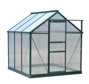 Greenhouse, Walk In Greenhouse, 6 X 6 X 7 Feet,  Aluminum Polycarbonate Portable Garden Greenhouse With Rooftop Vent   UV-Resistant Walls Dark Green (Color: Green)