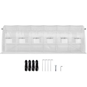Greenhouse, VEVOR Walk-in Tunnel Greenhouse, 20 X 10 X 7 Ft, Galvanized Steel Hoop Frame, 3 Top Beams, Diagonal Poles, 2 Zippered Doors (Options: Default)