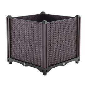 Planter,  Raised Garden Bed Plant Box, With Self-watering System For Garden Patio Balcony Elevated Planter Box, Brown, Single or Double Box (comforter sets: S-1Pc)