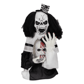 1.8ft Halloween Decoration Scary Clown, Sound-Actived Party Decor With Creepy Sound , Scary Haunted House Props For Indoor Party Home Table Garde (Option: Default Title)