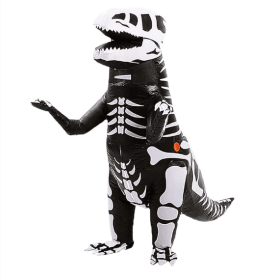 Skeleton Ribs Dinosaur Inflatable Costume Blow Up Fancy Dress Costume For Child Halloween Cosplay Party Christmas-Only Supports Self-pickup. (Color: Black)