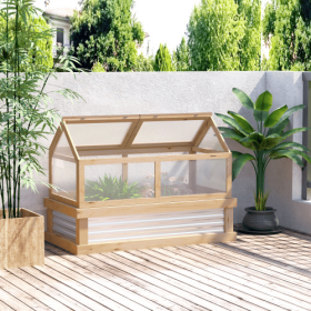 Planter, Outsunny Raised Garden Bed With Polycarbonate Greenhouse, Wooden Garden Cold Frame Greenhouse, 48 X 24 X 32 (comforter sets: Natural Wood)