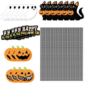 Set Of 25Pcs Halloween Party Striped Decorative Straws Disposable Drinking Straws Paper Straw Decor Happy Halloween Ghost Lantern Black Cat Hallo (Option: Multicolor)