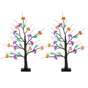 2Pack 1.97FT Lighted Halloween Trees Halloween Indoor Decorations Black Halloween Tree Lights With Timer Adjustable Twigs For Tabletop Party (Option: 2Packs)