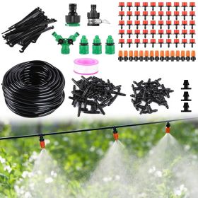 Drip Irrigation Kit, 164 FT Of Hose, Automatic Garden Irrigation System, Misting-Watering Drip Kit For Garden, Greenhouse, Flower Bed, Patio, Lawn (Color: Black)