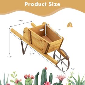 Planter, Wooden Wagon Planter With 9 Magnetic Accessories For Garden Yard (comforter sets: Walnut)