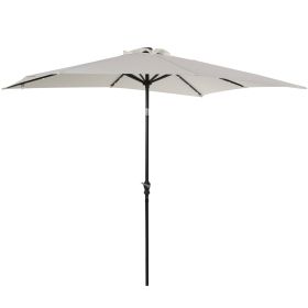 9 X 7 Ft Patio Umbrella Outdoor Table Market With Crank Solar LED Lights Tilt Button For Deck Pool White (Color: White)