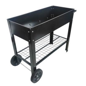 Planter, Mobile With 2 Wheels, Metal Raised Garden Bed Cart With Legs &  Bottom Shelf, Use For Planting Or As A Work Cart (Color: Black)