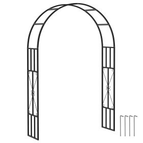 Trellis, 7.3ft Steel Garden Arch Trellis, Garden Arbor Trellis For Climbing Plants Roses, Wisteria, Vines, Flowers (Color: Black)