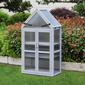 Greenhouse, Mini Size Kit - Outdoor & Indoor Plant Stand, Opening Roof Panels, Two Front Doors (comforter sets: Gray)