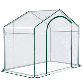 Greenhouse, Portable Walk-in, Steel Frame, 6 X 3 X 5 Feet, PVC Cover, Zipper Door (Options: Clear)