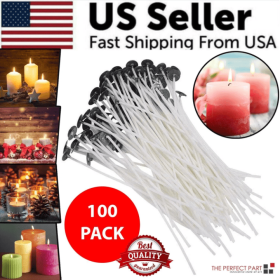 Candle Wicks 6 Inch Cotton Core Candle Making Supplies Pre Tabbed New (Color: White)