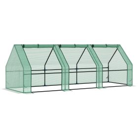 Greenhouse, Portable Greenhouse, 9'L X 3'W X 3'H,  Large Zipper Doors, UV Resistant PE Cover, Green Mini Outdoor Plant House (Color: Green)